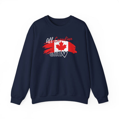 All Canadian Girl Classic Crewneck Pullover, Women's Canada Day Sweater, Canada Flag Sweatshirt for Women | CA - Ohhh So Swag