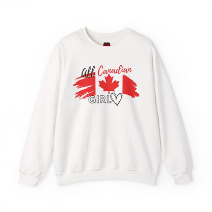 All Canadian Girl Classic Crewneck Pullover, Women's Canada Day Sweater, Canada Flag Sweatshirt for Women | CA - Ohhh So Swag