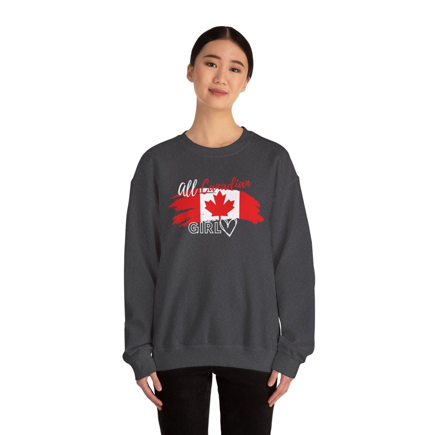 All Canadian Girl Classic Crewneck Pullover, Women's Canada Day Sweater, Canada Flag Sweatshirt for Women | CA - Ohhh So Swag