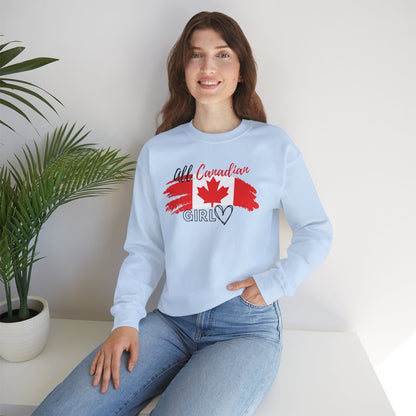 All Canadian Girl Classic Crewneck Pullover, Women's Canada Day Sweater, Canada Flag Sweatshirt for Women | CA - Ohhh So Swag