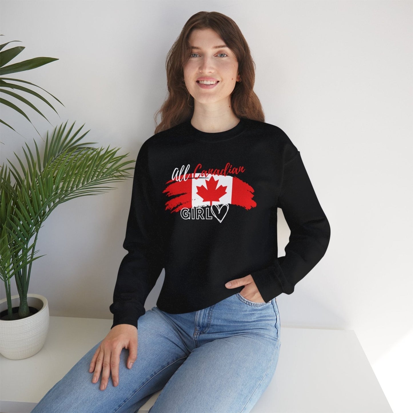 All Canadian Girl Classic Crewneck Pullover, Women's Canada Day Sweater, Canada Flag Sweatshirt for Women | CA - Ohhh So Swag