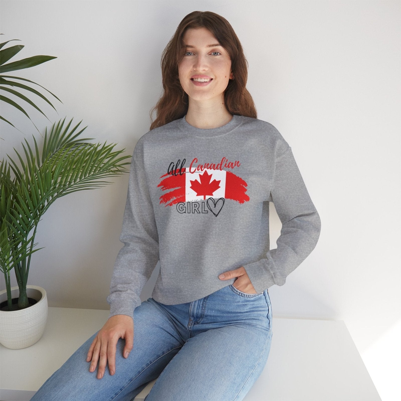 All Canadian Girl Classic Crewneck Pullover, Women's Canada Day Sweater, Canada Flag Sweatshirt for Women | CA - Ohhh So Swag