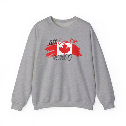 All Canadian Girl Classic Crewneck Pullover, Women's Canada Day Sweater, Canada Flag Sweatshirt for Women | CA - Ohhh So Swag