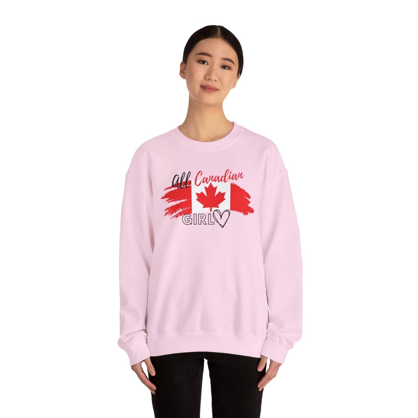 All Canadian Girl Classic Crewneck Pullover, Women's Canada Day Sweater, Canada Flag Sweatshirt for Women | CA - Ohhh So Swag