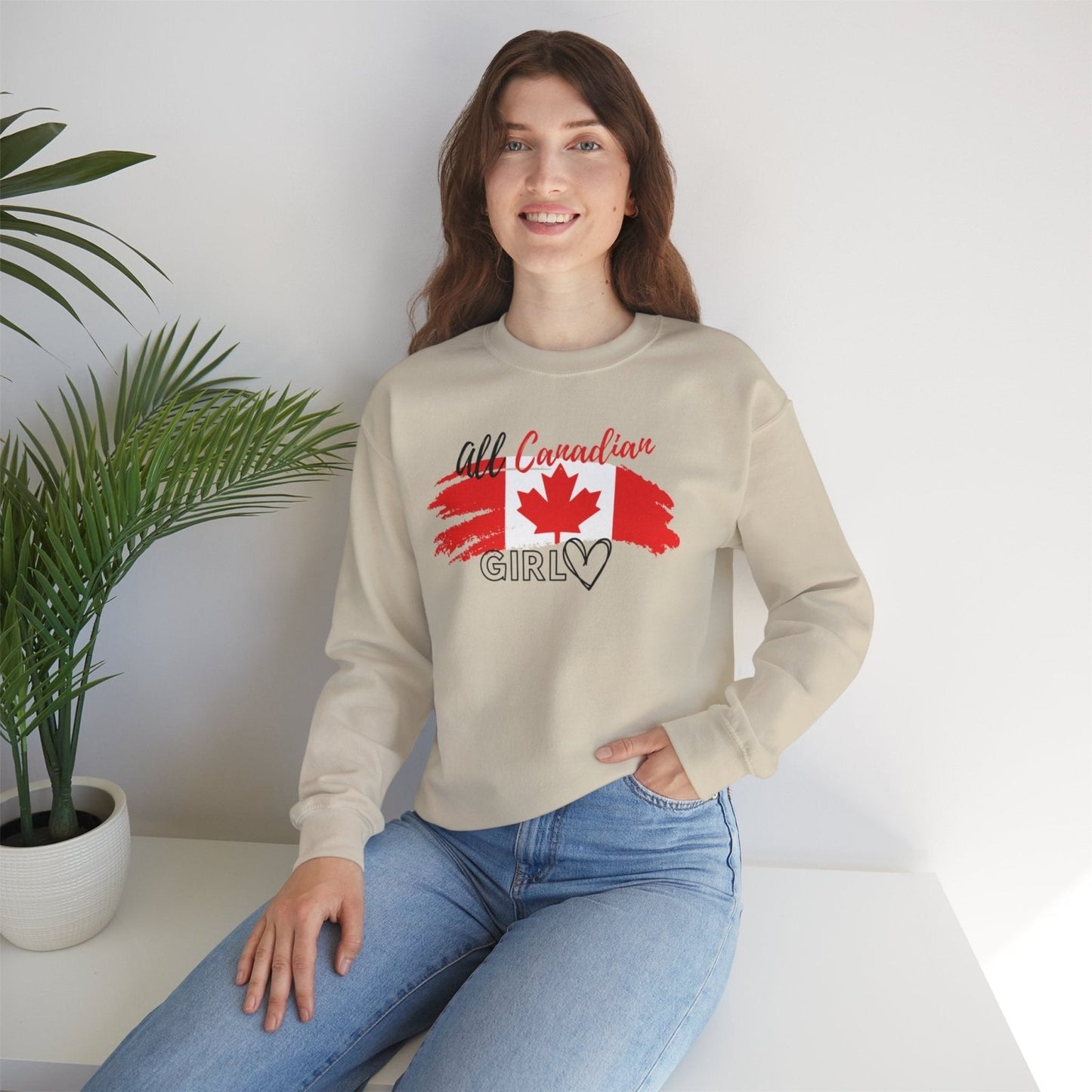 All Canadian Girl Classic Crewneck Pullover, Women's Canada Day Sweater, Canada Flag Sweatshirt for Women | CA - Ohhh So Swag