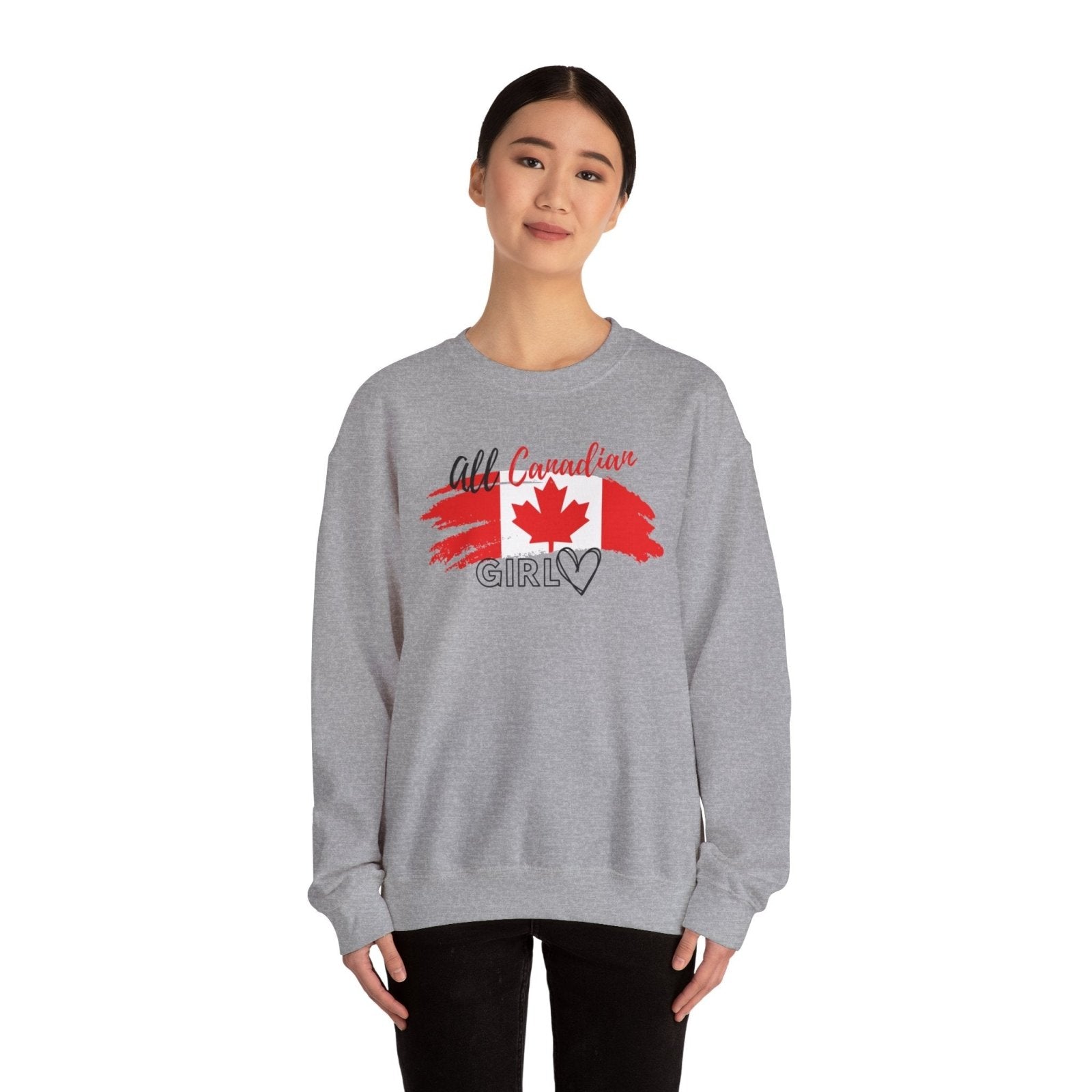 All Canadian Girl Classic Crewneck Pullover, Women's Canada Day Sweater, Canada Flag Sweatshirt for Women | CA - Ohhh So Swag