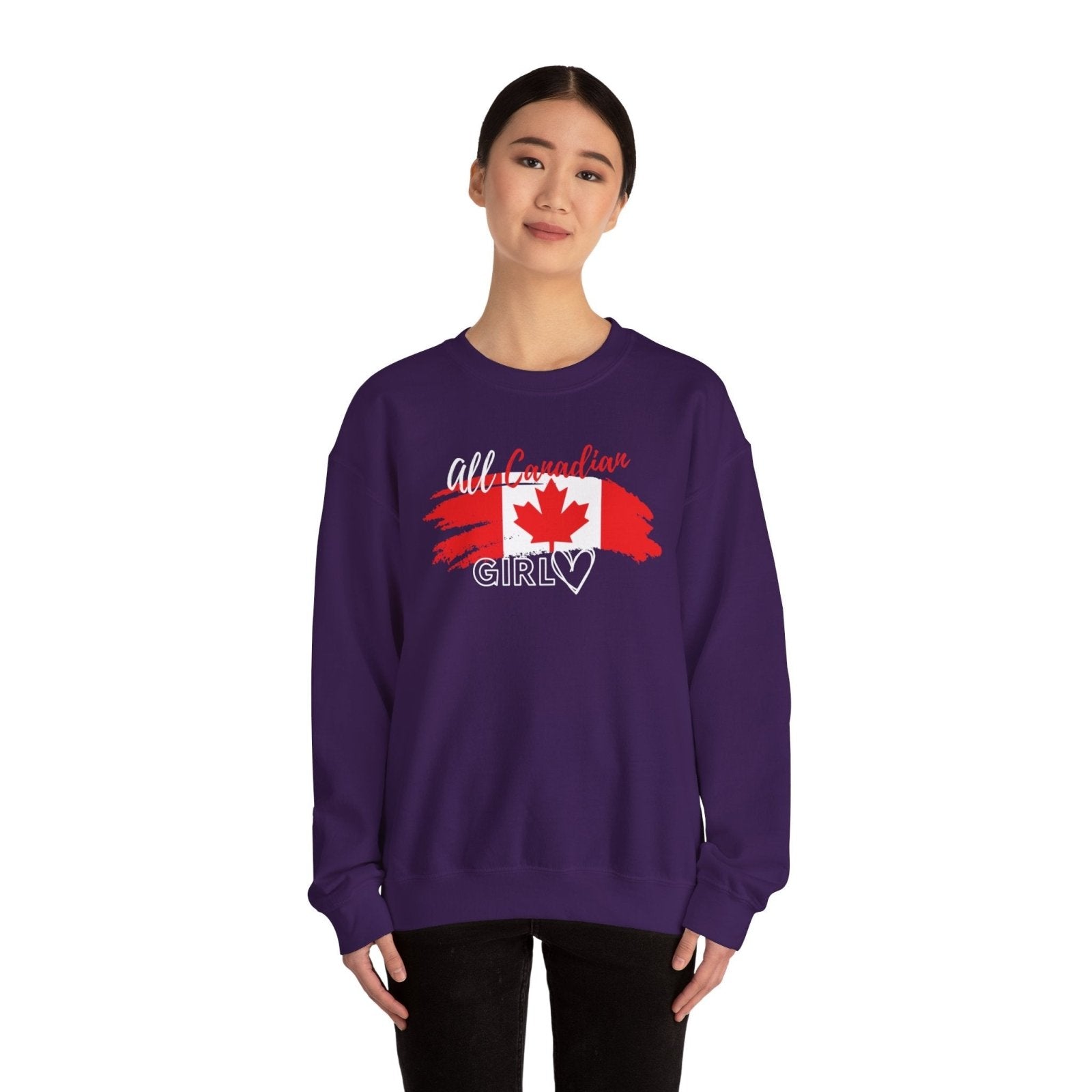 All Canadian Girl Classic Crewneck Pullover, Women's Canada Day Sweater, Canada Flag Sweatshirt for Women | CA - Ohhh So Swag