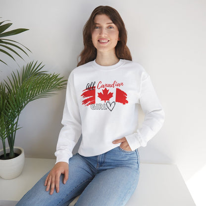 All Canadian Girl Classic Crewneck Pullover, Women's Canada Day Sweater, Canada Flag Sweatshirt for Women | CA - Ohhh So Swag