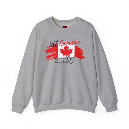 All Canadian Girl Classic Crewneck Pullover, Women's Canada Day Sweater, Canada Flag Sweatshirt for Women | CA - Ohhh So Swag