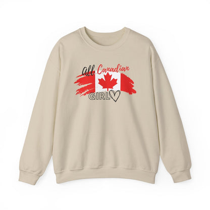 All Canadian Girl Classic Crewneck Pullover, Women's Canada Day Sweater, Canada Flag Sweatshirt for Women | CA - Ohhh So Swag