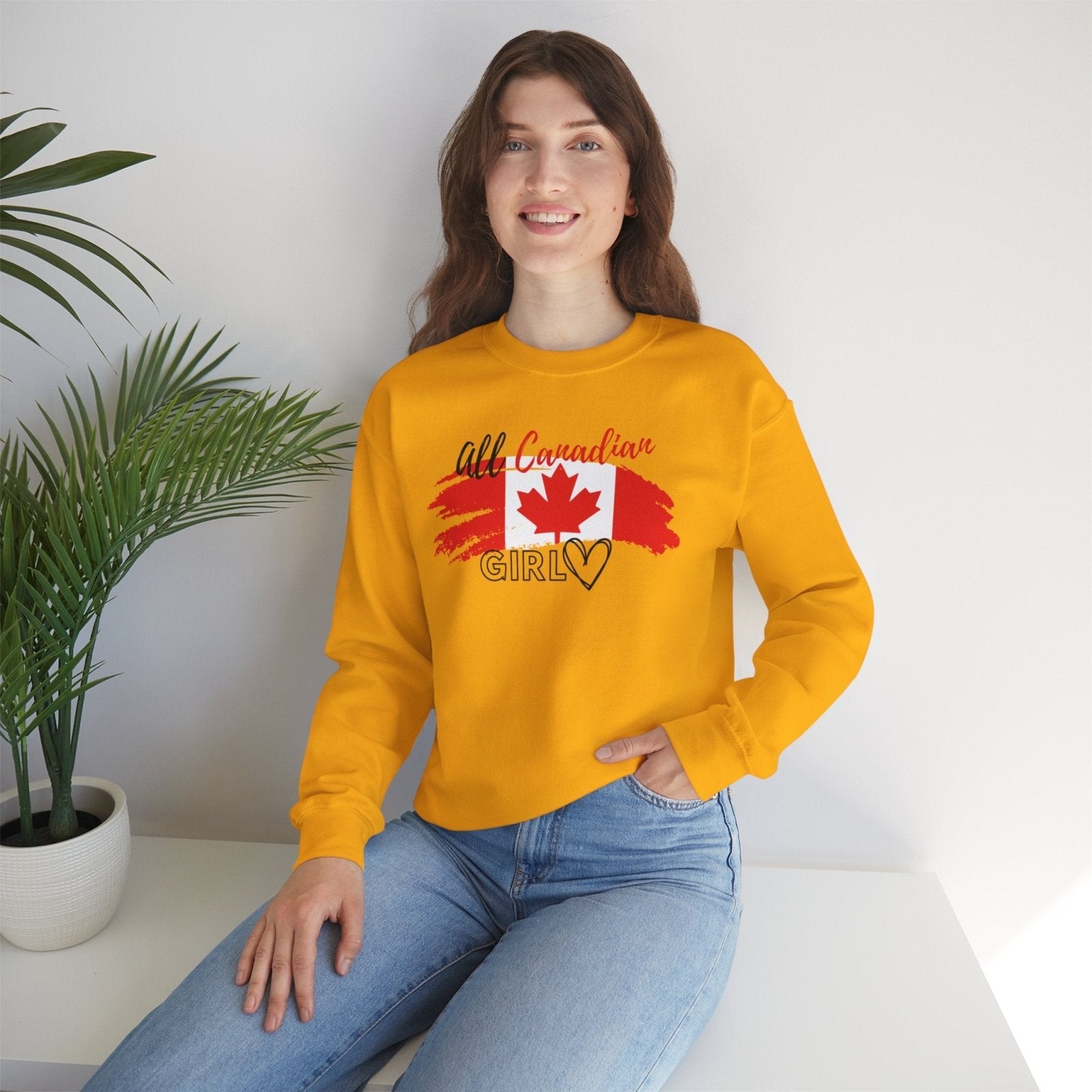 All Canadian Girl Classic Crewneck Pullover, Women's Canada Day Sweater, Canada Flag Sweatshirt for Women | CA - Ohhh So Swag