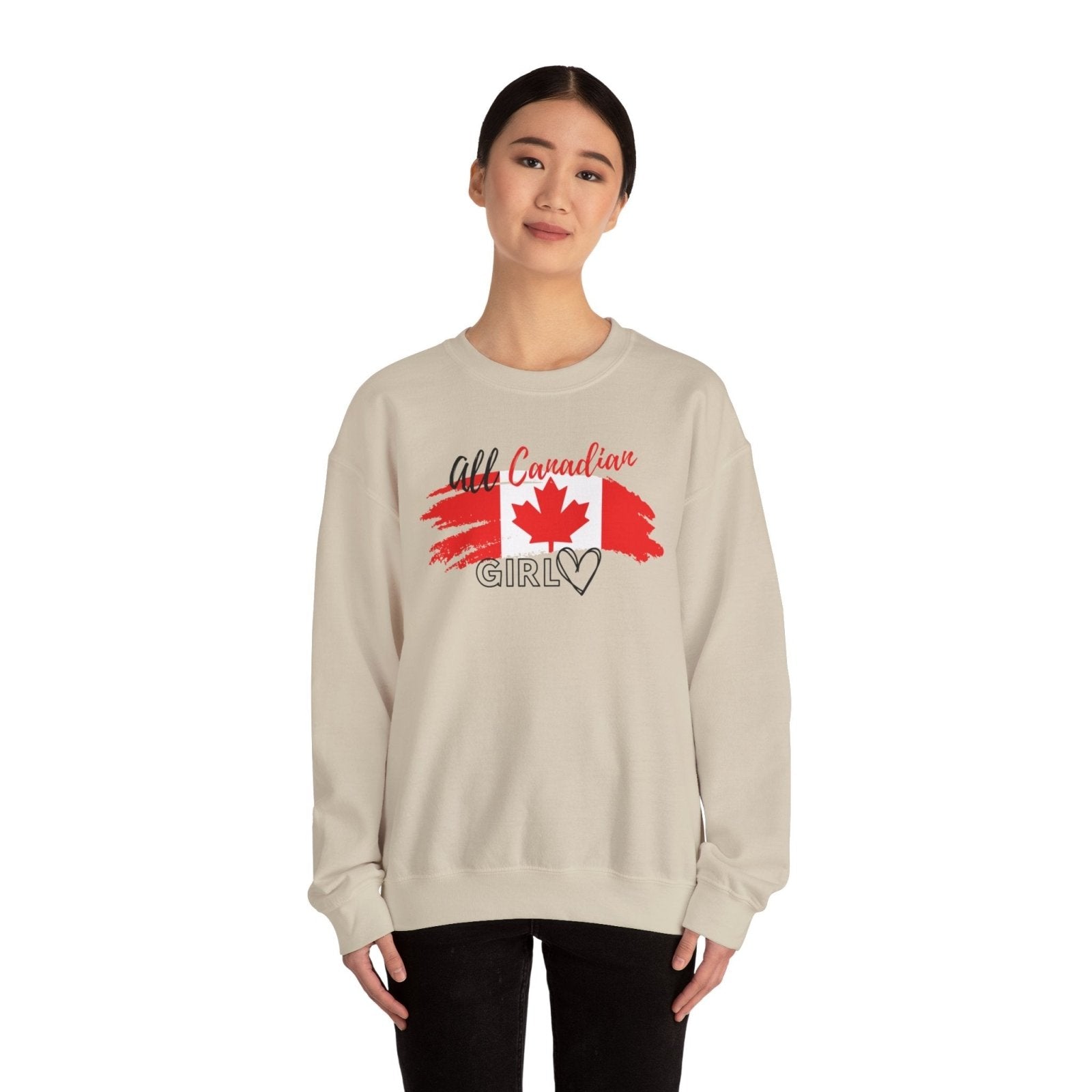 All Canadian Girl Classic Crewneck Pullover, Women's Canada Day Sweater, Canada Flag Sweatshirt for Women | CA - Ohhh So Swag