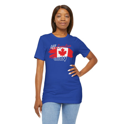 All Canadian Girl T-shirt, Women's Canada Day Graphic Tee, Short Sleeve Soft Style Canada Flag Shirt for Women | CA - Ohhh So Swag