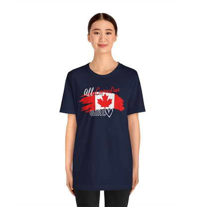 All Canadian Girl T-shirt, Women's Canada Day Graphic Tee, Short Sleeve Soft Style Canada Flag Shirt for Women | CA - Ohhh So Swag