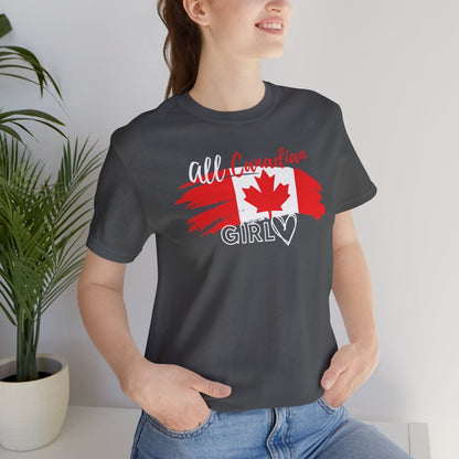 All Canadian Girl T-shirt, Women's Canada Day Graphic Tee, Short Sleeve Soft Style Canada Flag Shirt for Women | CA - Ohhh So Swag