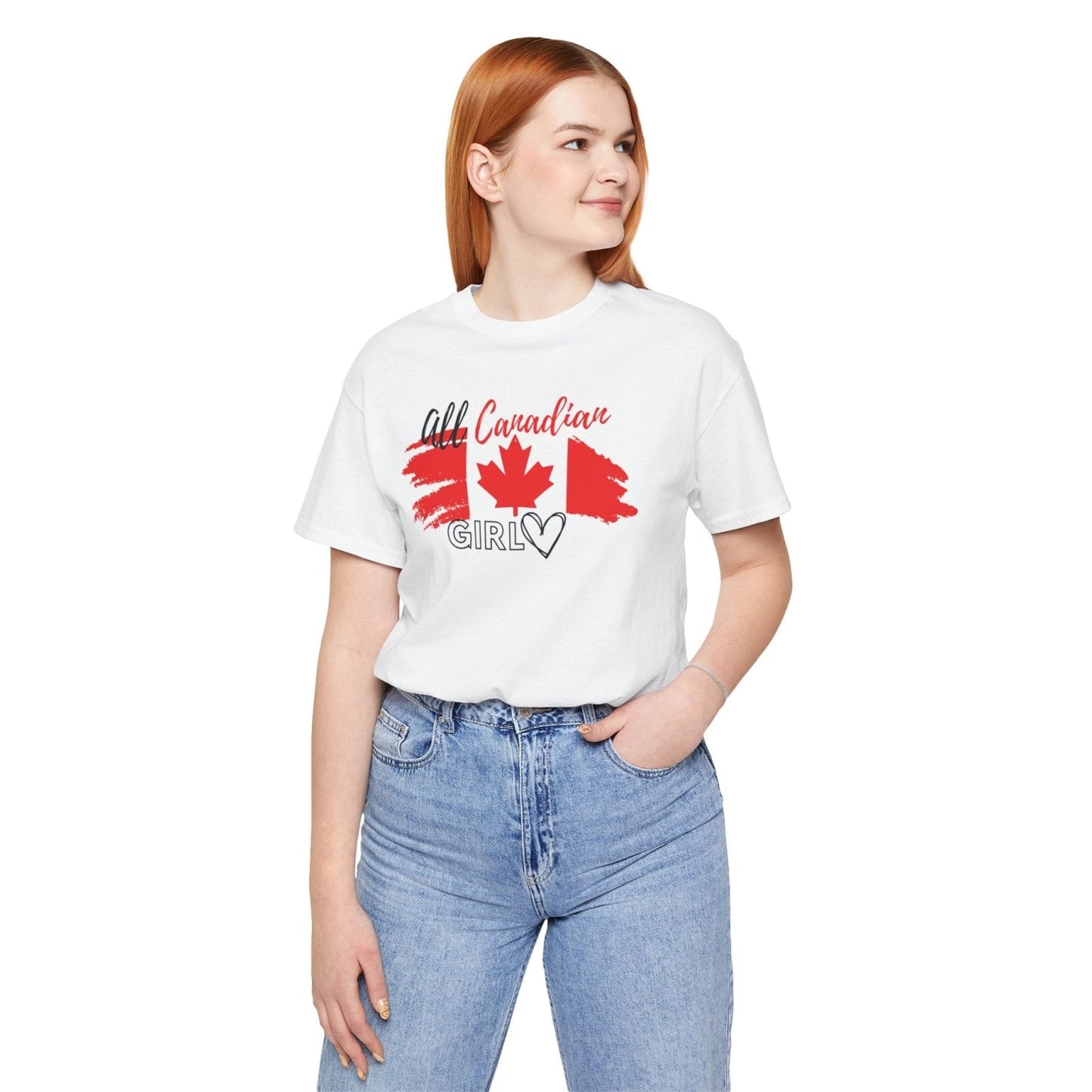 All Canadian Girl T-shirt, Women's Canada Day Graphic Tee, Short Sleeve Soft Style Canada Flag Shirt for Women | CA - Ohhh So Swag