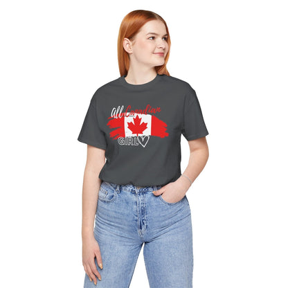 All Canadian Girl T-shirt, Women's Canada Day Graphic Tee, Short Sleeve Soft Style Canada Flag Shirt for Women | CA - Ohhh So Swag