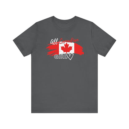 All Canadian Girl T-shirt, Women's Canada Day Graphic Tee, Short Sleeve Soft Style Canada Flag Shirt for Women | CA - Ohhh So Swag