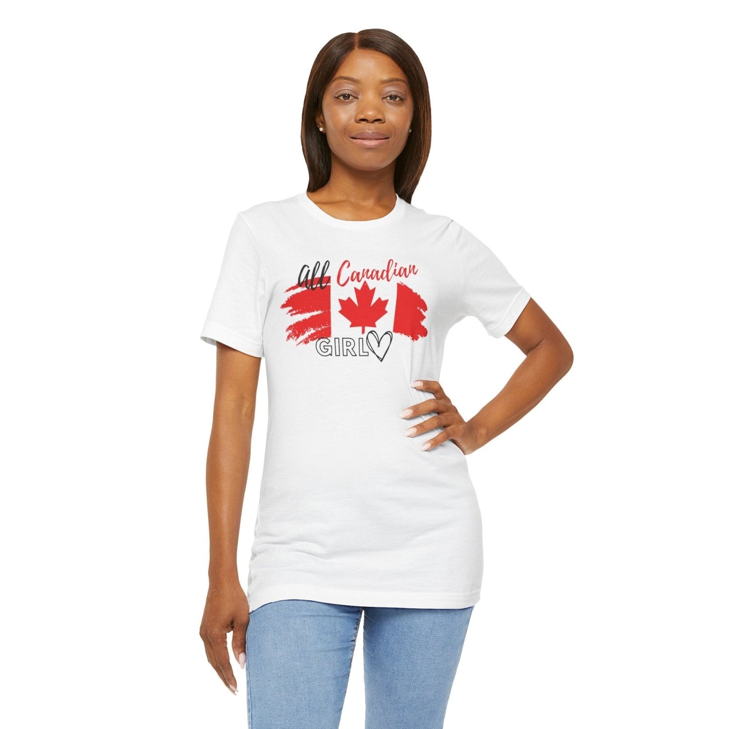 All Canadian Girl T-shirt, Women's Canada Day Graphic Tee, Short Sleeve Soft Style Canada Flag Shirt for Women | CA - Ohhh So Swag