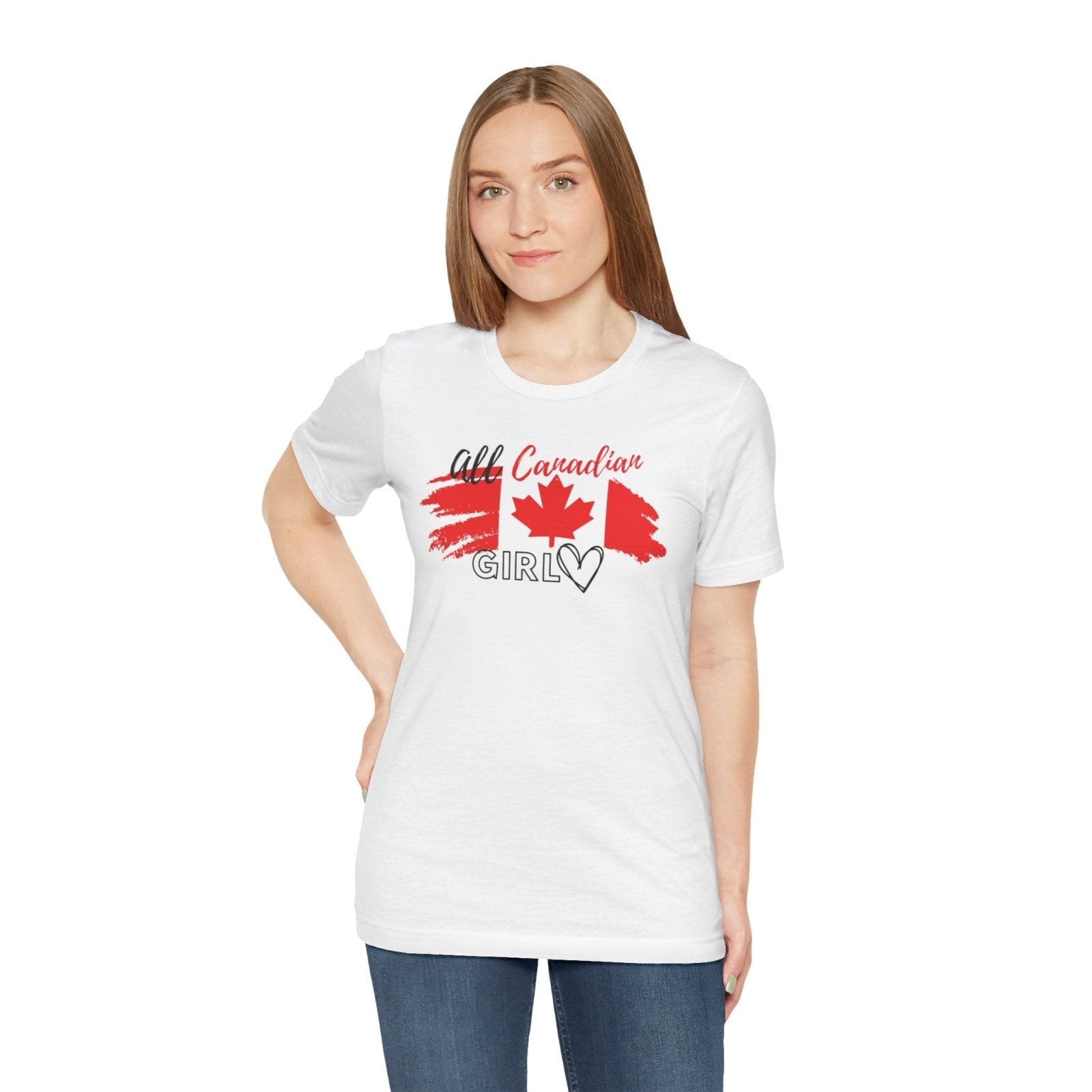 All Canadian Girl T-shirt, Women's Canada Day Graphic Tee, Short Sleeve Soft Style Canada Flag Shirt for Women | CA - Ohhh So Swag