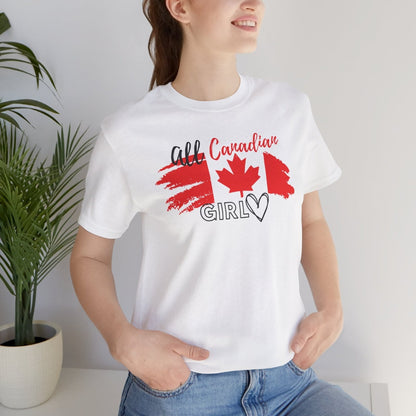 All Canadian Girl T-shirt, Women's Canada Day Short Sleeve Soft Style Canada Flag Shirt for Women | CA - Ohhh So Swag