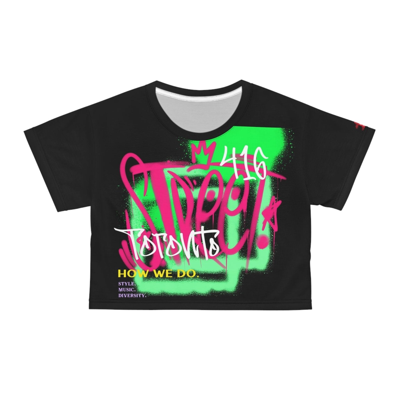 Black 90s Crop Top Tee - Toronto. How We Do. Style. Music. Diversity | US - Ohhh So Swag