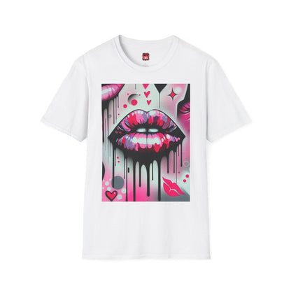 Black and Pink Kiss Lips Shirt for Women Men Graffiti Style, Unisex Lip Kiss Shirt, Vibrant Stylish Casual Graphic Kisses Tee | CA - Ohhh So Swag