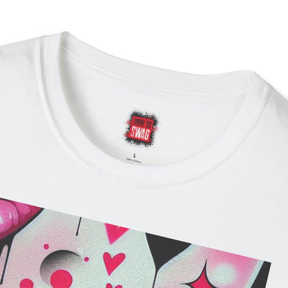 Black and Pink Kiss Lips Shirt for Women Men Graffiti Style, Unisex Lip Kiss Shirt, Vibrant Stylish Casual Graphic Kisses Tee | CA - Ohhh So Swag