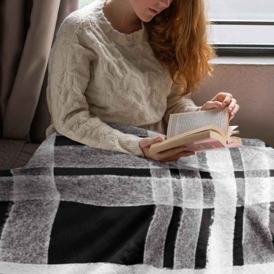 Black and White Plaid Throw Blanket 60x80 | SHIPS FROM USA - Ohhh So Swag