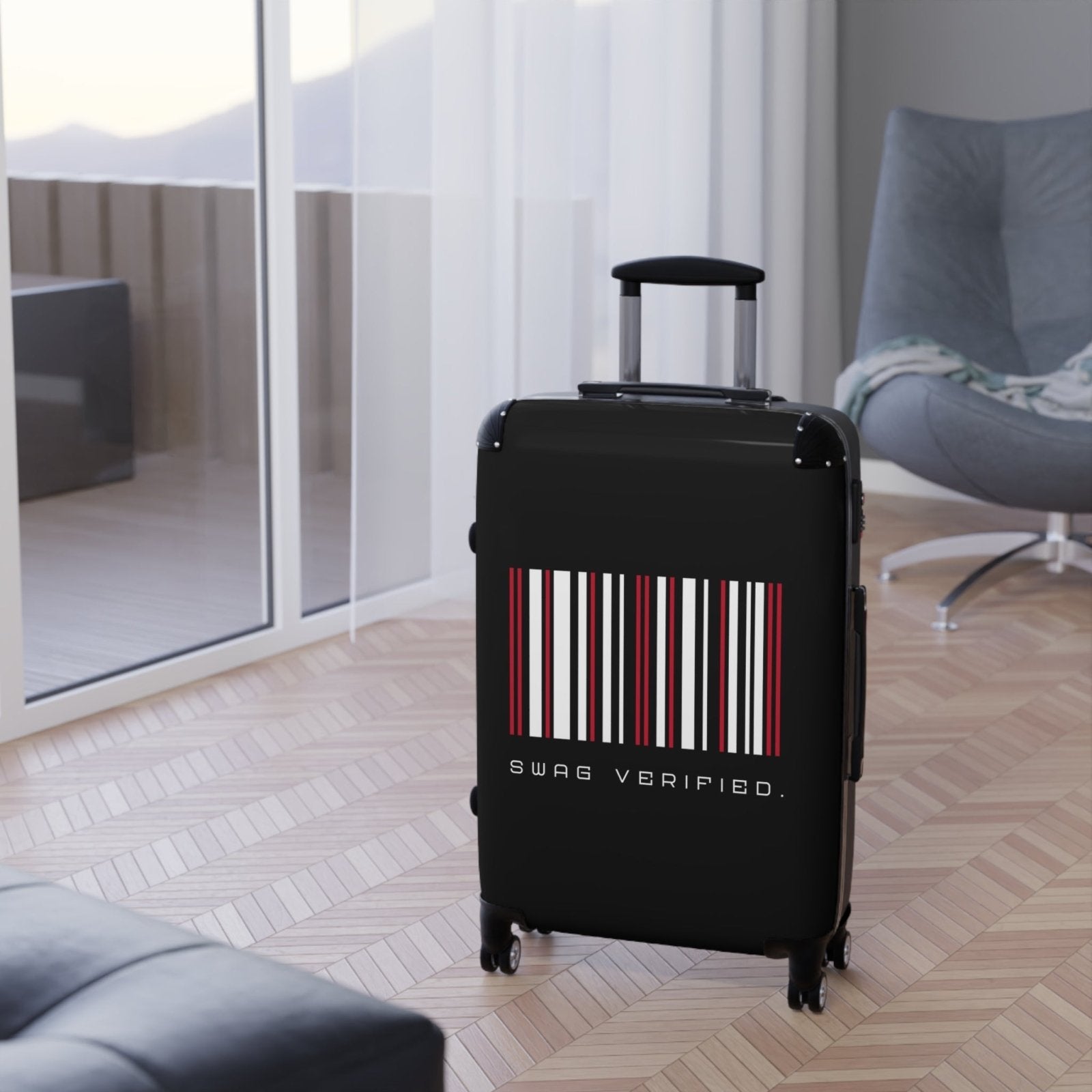 Black Hard Shell Suitcase with Built - in Lock, Sleek Unisex Luggage for Men and Women - Swag Verified. | CA - Ohhh So Swag