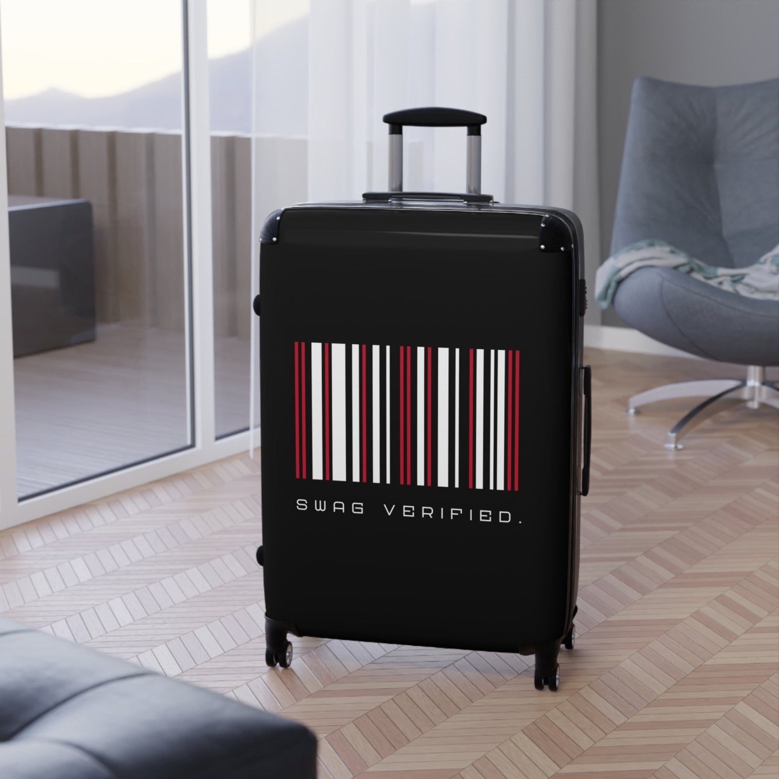 Black Hard Shell Suitcase with Built - in Lock, Sleek Unisex Luggage for Men and Women - Swag Verified. | CA - Ohhh So Swag