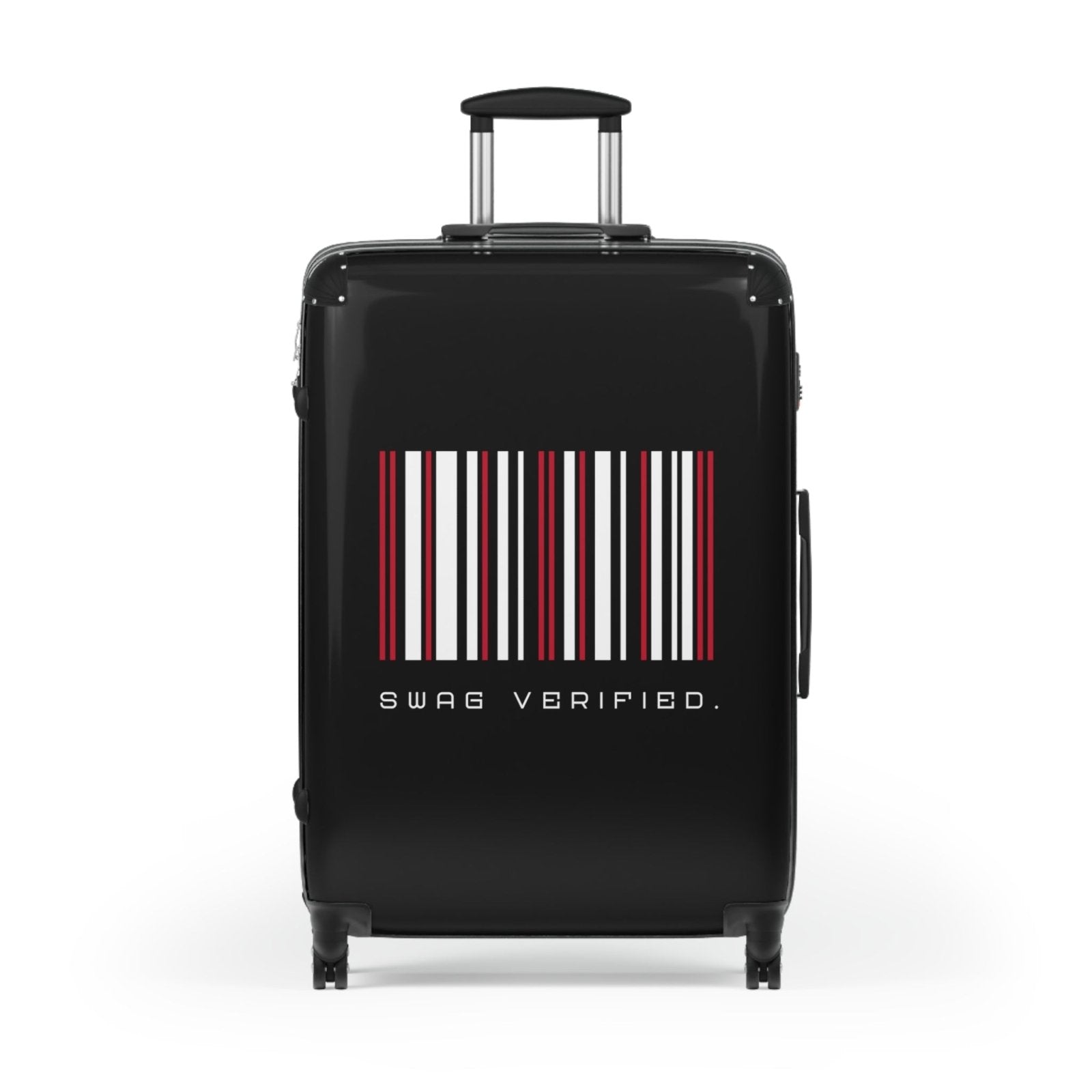 Black Hard Shell Suitcase with Built-in Lock - Swag Verified. Barcode | US - Ohhh So Swag