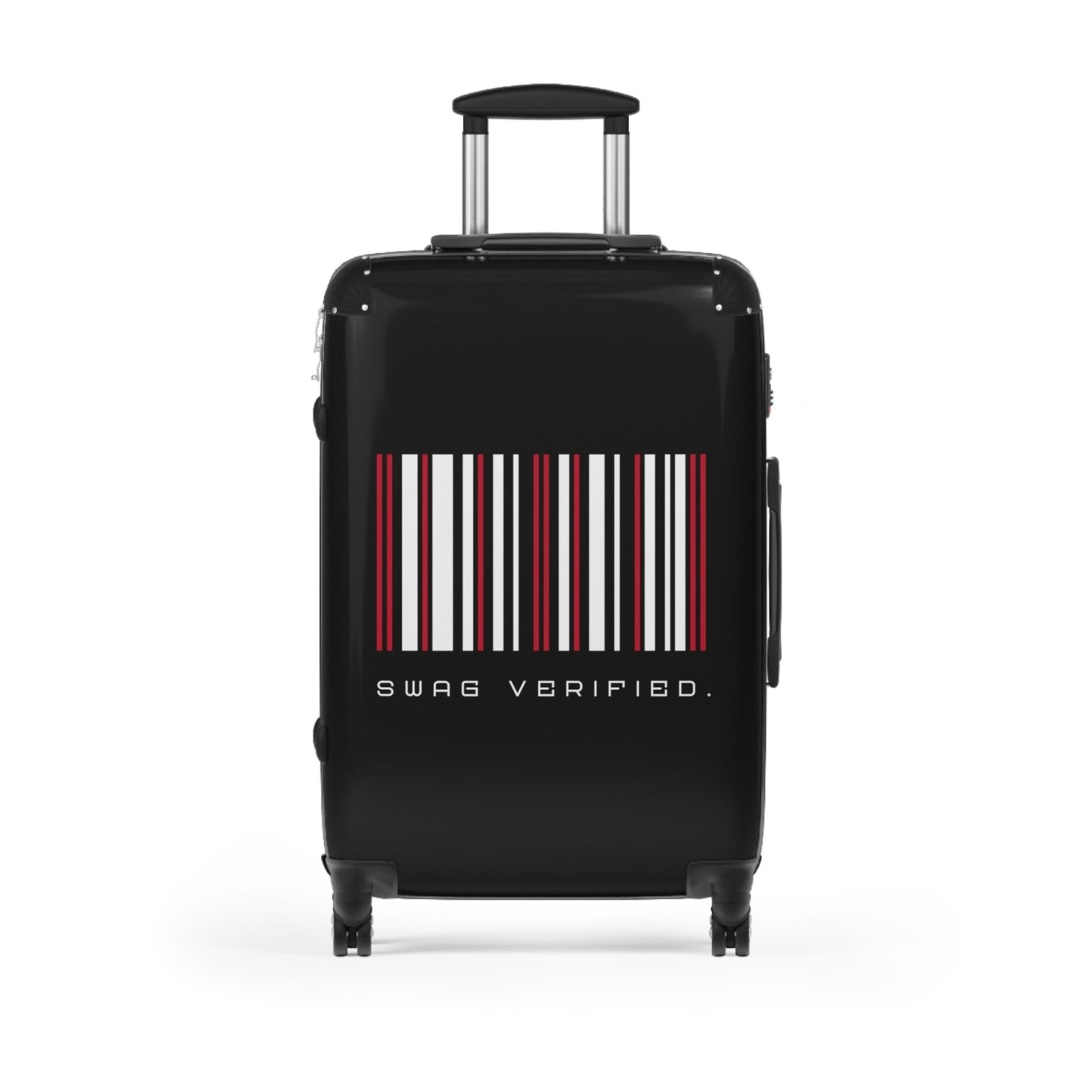 Black Hard Shell Suitcase with Built-in Lock - Swag Verified. Barcode | US - Ohhh So Swag