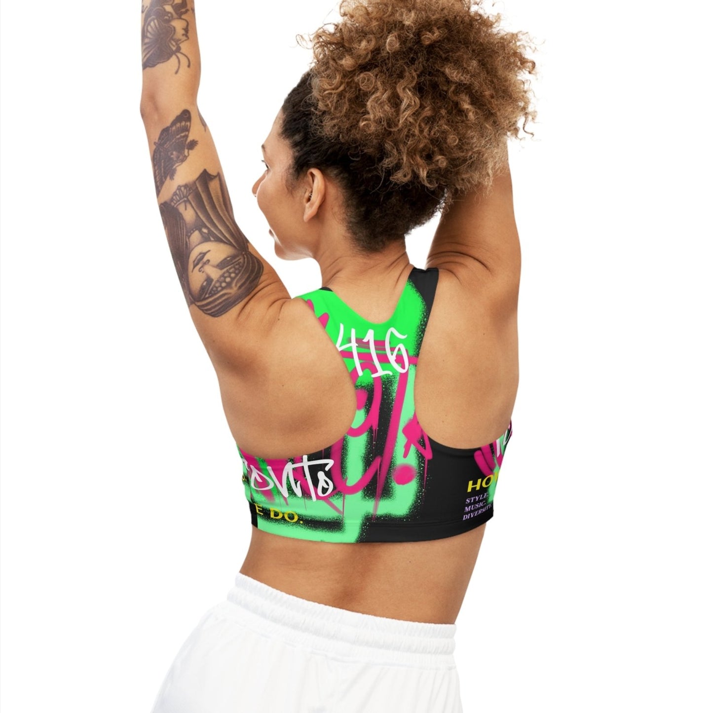 Black Seamless Medium Support Sports Bra - Toronto How We Do. Style. Music. Diversity. | US - Ohhh So Swag