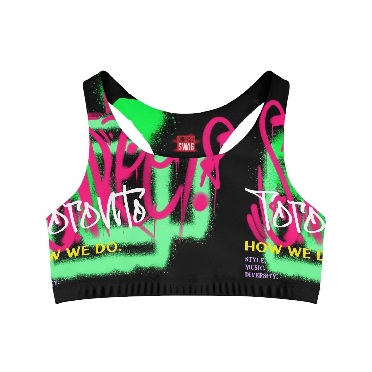 Black Seamless Medium Support Sports Bra - Toronto How We Do. Style. Music. Diversity. | US - Ohhh So Swag