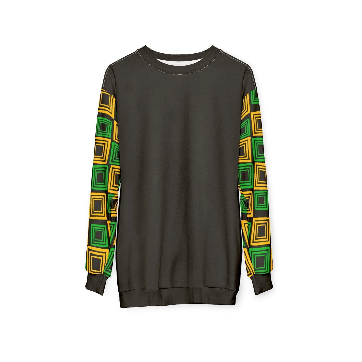 Black Sweatshirt, Geometric Print Sleeves with Jamaica Colours – J.A. Squared | US - Ohhh So Swag