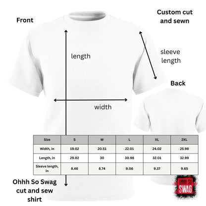Ohhh So Swag Custom Cut and Sew T-Shirt Measurements and Size Chart | US - Ohhh So Swag