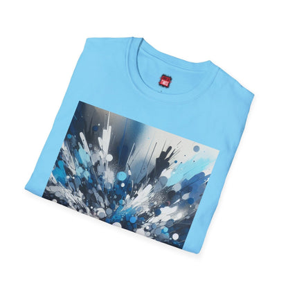 Blue Paint Splatter T-Shirt for Men Women, Unisex Blue Color Splash Short Sleeve Crew Neck Shirt | US - Ohhh So Swag