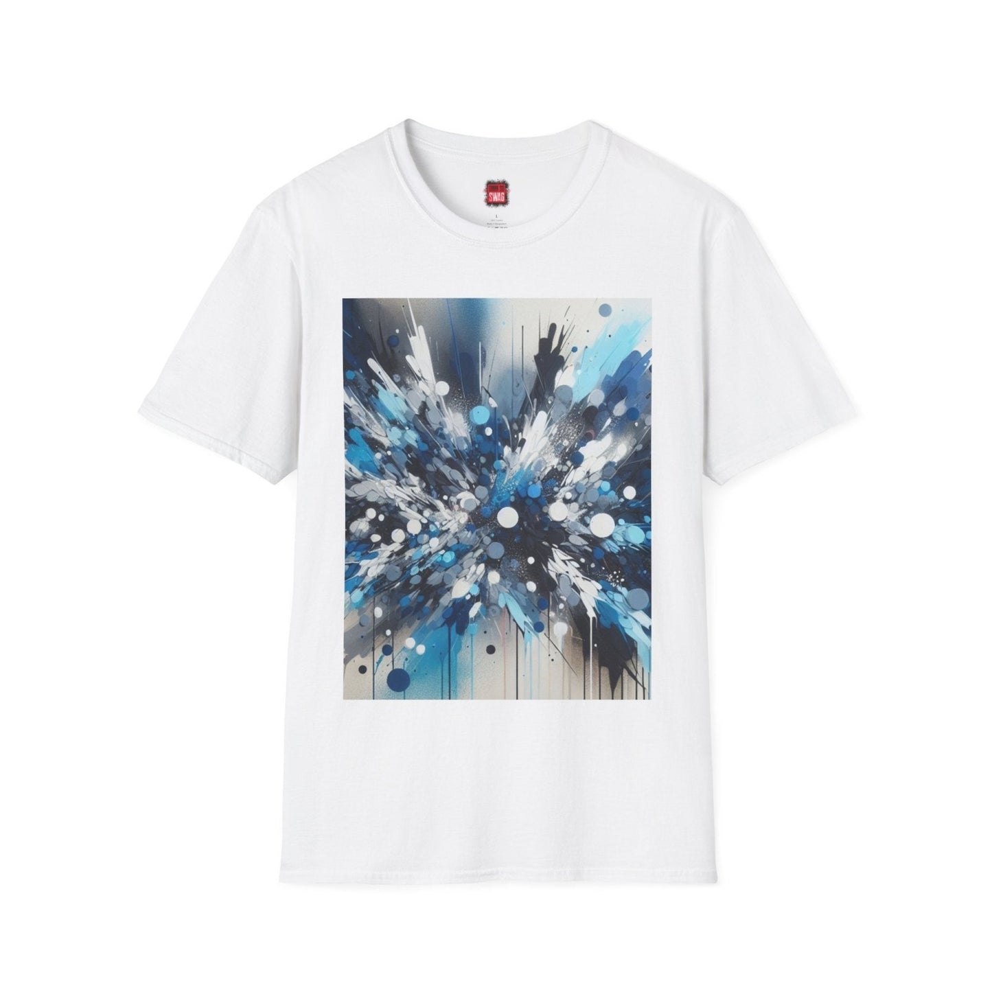 Blue Paint Splatter T-Shirt for Men Women, Unisex Blue Color Splash Short Sleeve Crew Neck Shirt | US - Ohhh So Swag