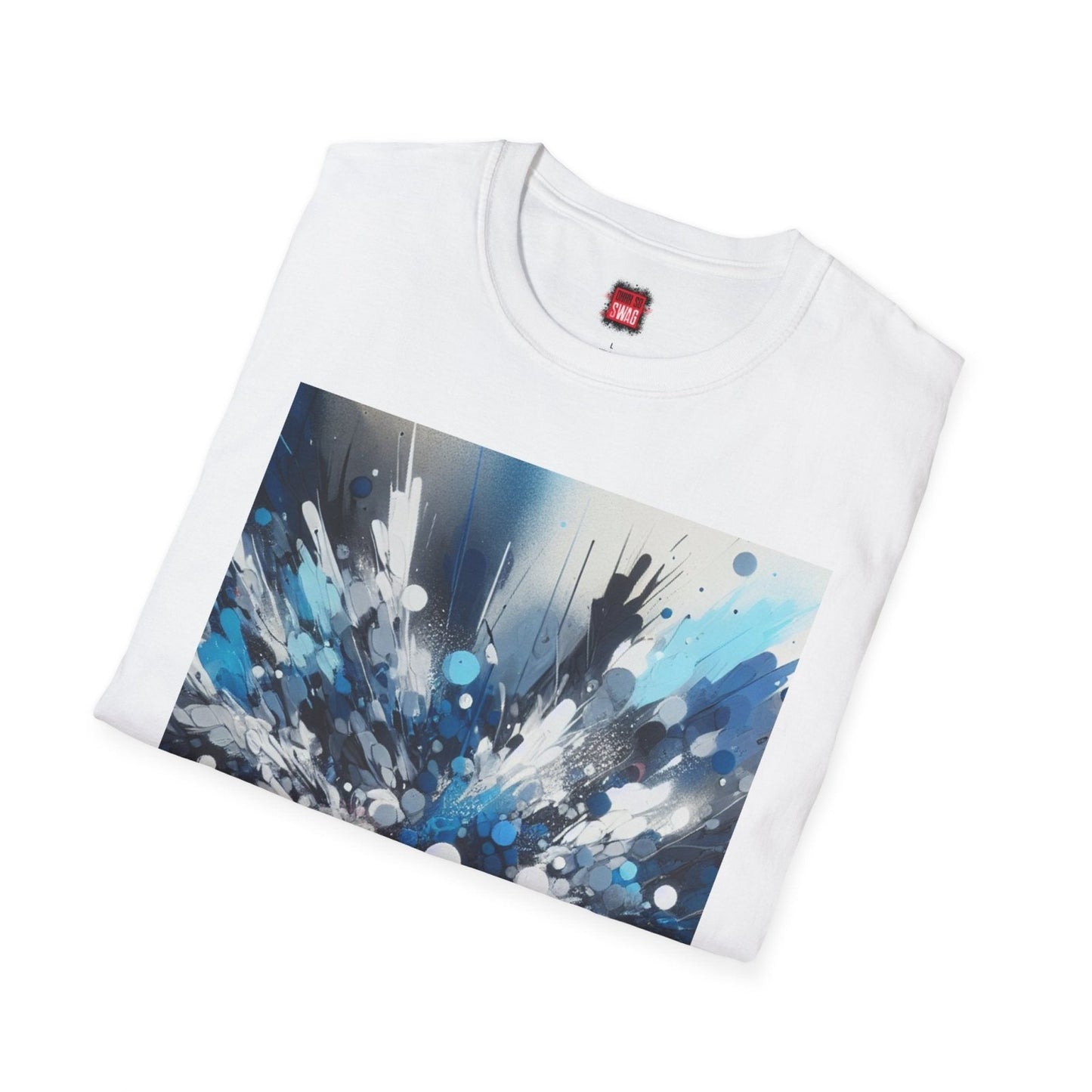 Blue Paint Splatter T-Shirt for Men Women, Unisex Blue Color Splash Short Sleeve Crew Neck Shirt | US - Ohhh So Swag