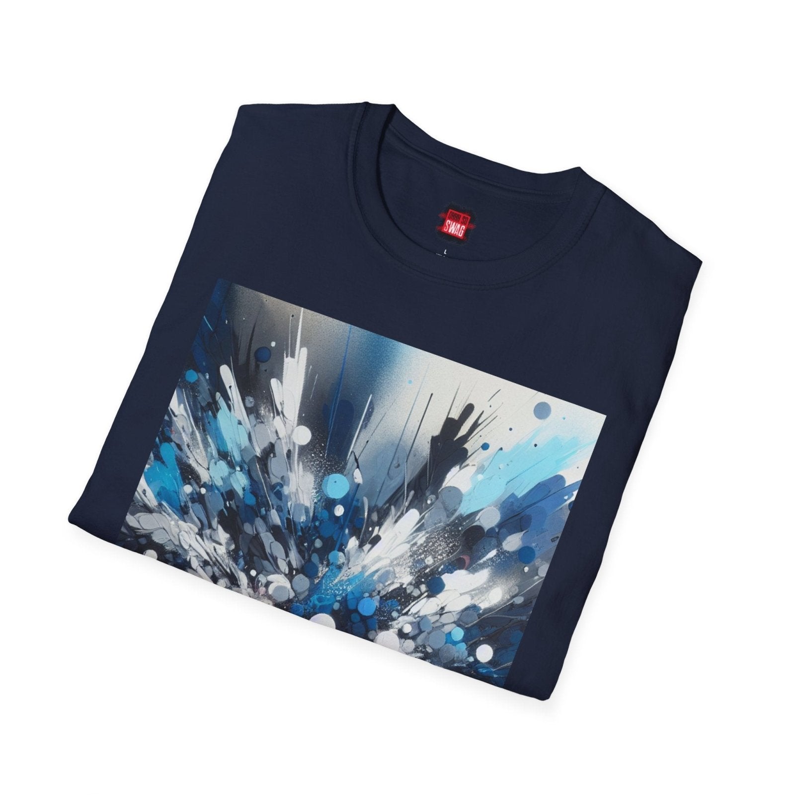 Blue Paint Splatter T-Shirt for Men Women, Unisex Blue Color Splash Short Sleeve Crew Neck Shirt | US - Ohhh So Swag