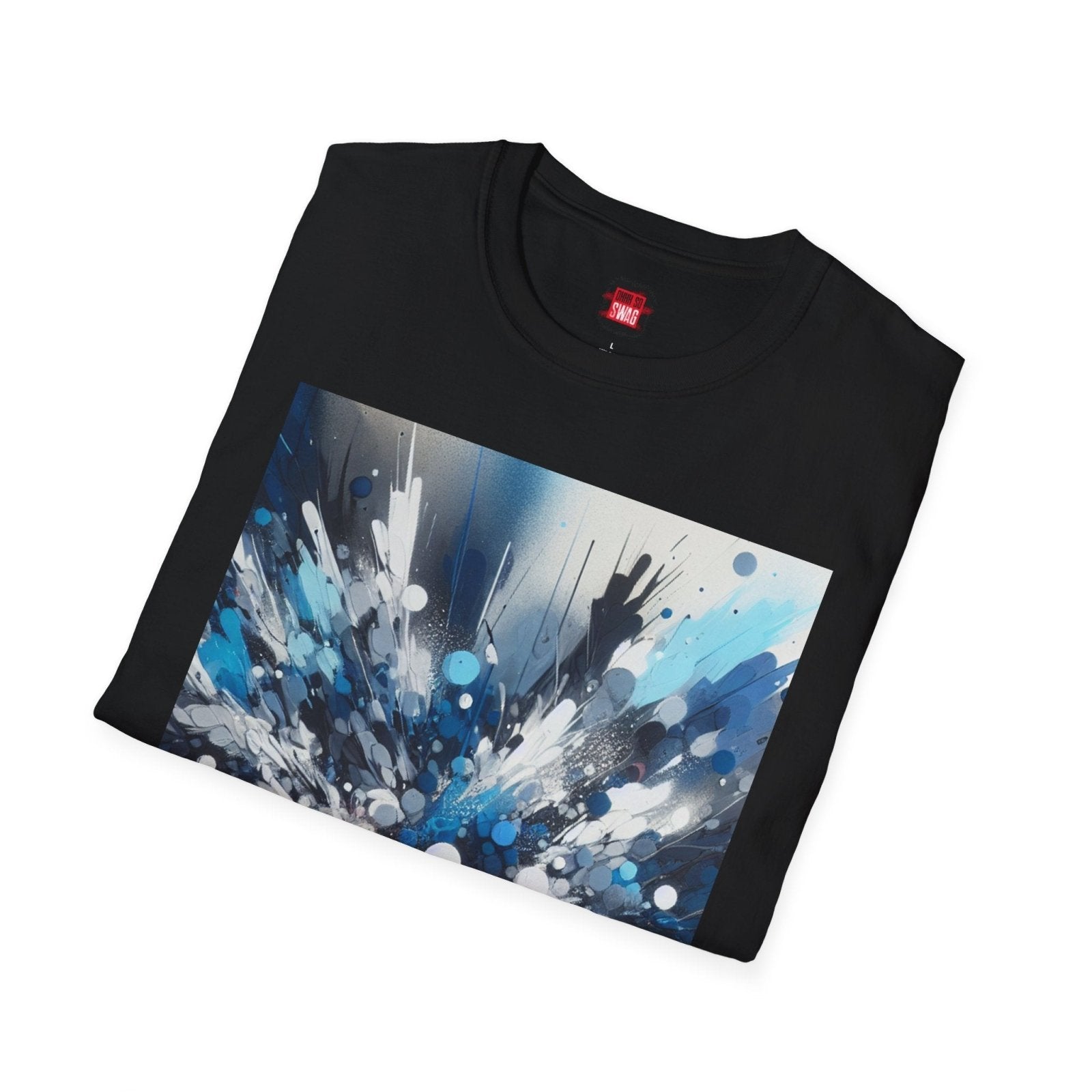 Blue Paint Splatter T-Shirt for Men Women, Unisex Blue Color Splash Short Sleeve Crew Neck Shirt | US - Ohhh So Swag