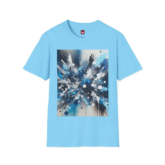 Blue Paint Splatter T-Shirt for Men Women, Unisex Blue Color Splash Short Sleeve Crew Neck Shirt | US - Ohhh So Swag