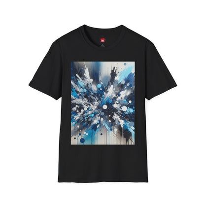 Blue Paint Splatter T-Shirt for Men Women, Unisex Blue Color Splash Short Sleeve Crew Neck Shirt | US - Ohhh So Swag