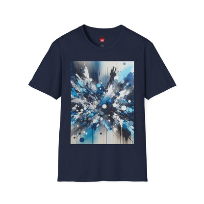 Blue Paint Splatter T-Shirt for Men Women, Unisex Blue Color Splash Short Sleeve Crew Neck Shirt | US - Ohhh So Swag