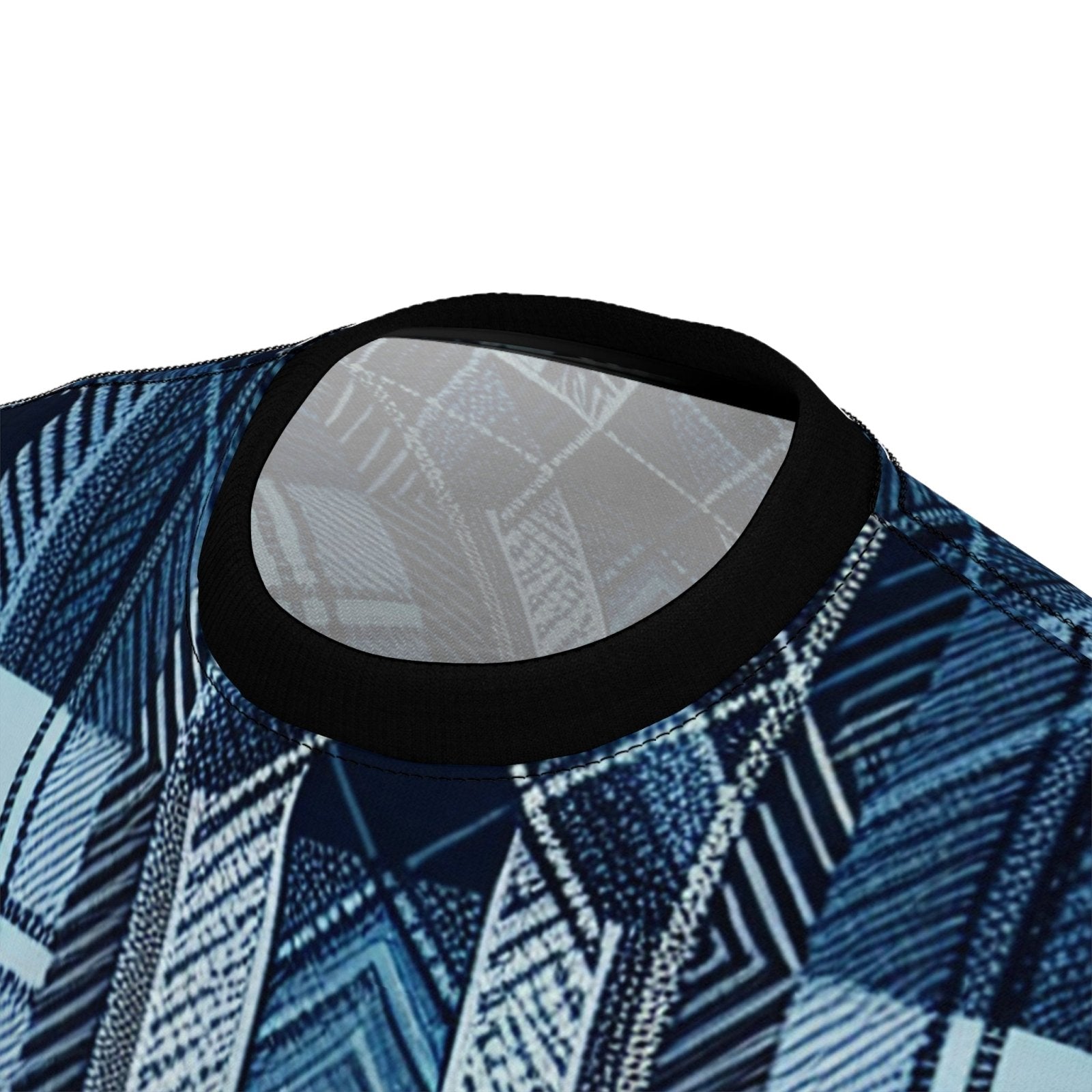 Blue Plaid Casual Short Sleeve Crew Neck T-Shirt for Men Women, Unisex All Over Print Color Block Tartan Blue Top | US - Ohhh So Swag