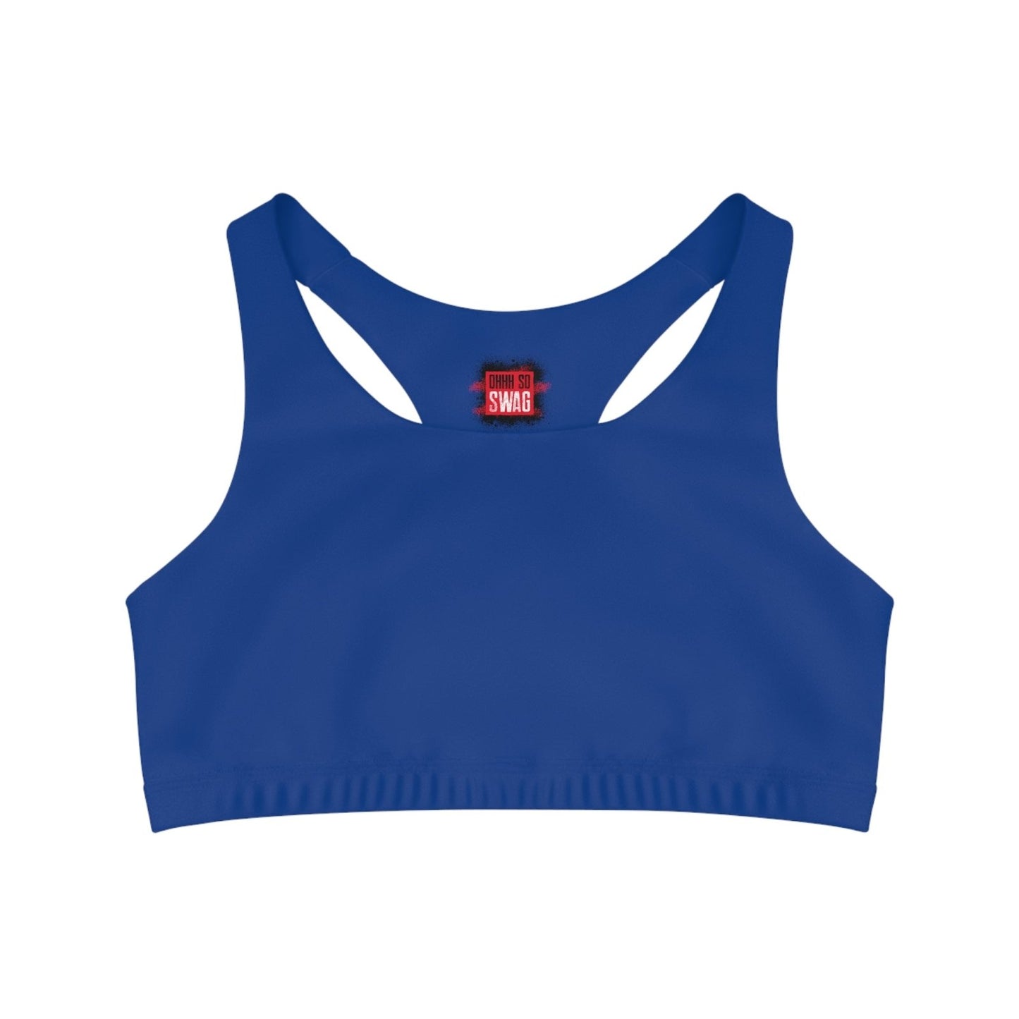 Blue Sports Bra, Medium Support, Red Kiss Lips, Green Heart - Love, Me. | US - Ohhh So Swag