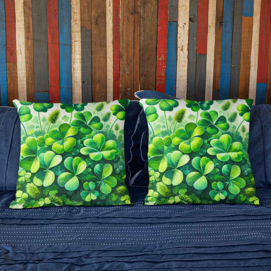 Botanical Accent Shamrock Four Leaf Clover Throw Pillow | SHIPS FROM USA - Ohhh So Swag