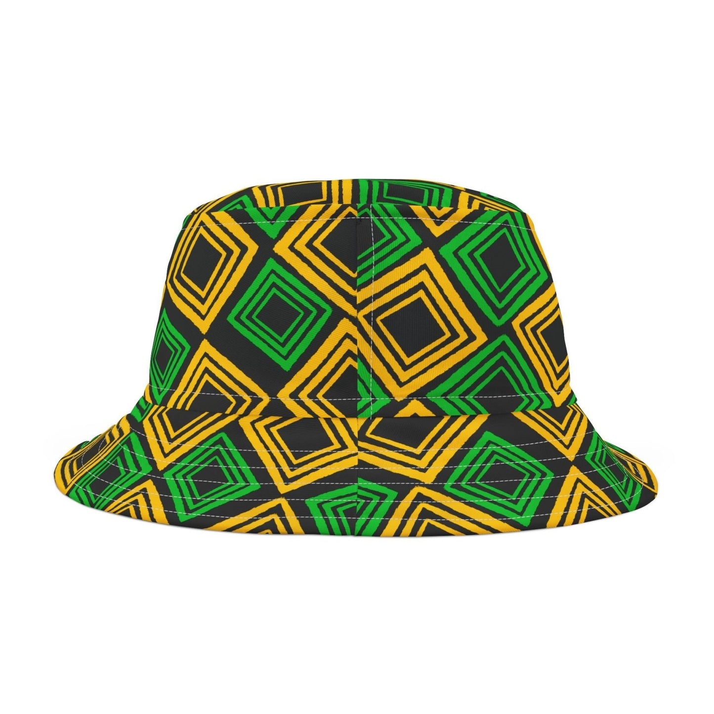 Bucket Hat with Square Pattern with Jamaica Colours - J.A. Squared | US - Ohhh So Swag