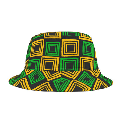 Bucket Hat with Square Pattern with Jamaica Colours - J.A. Squared | US - Ohhh So Swag